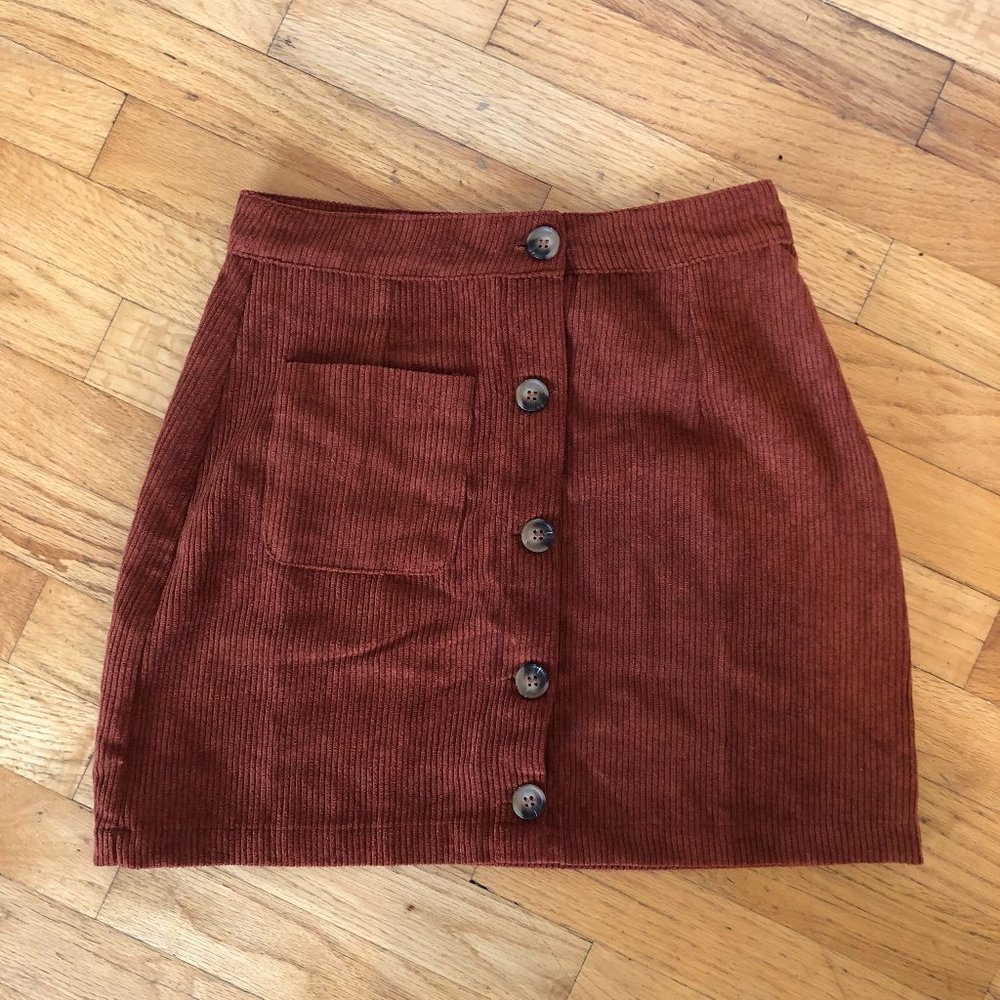Terracotta corduroy skirt